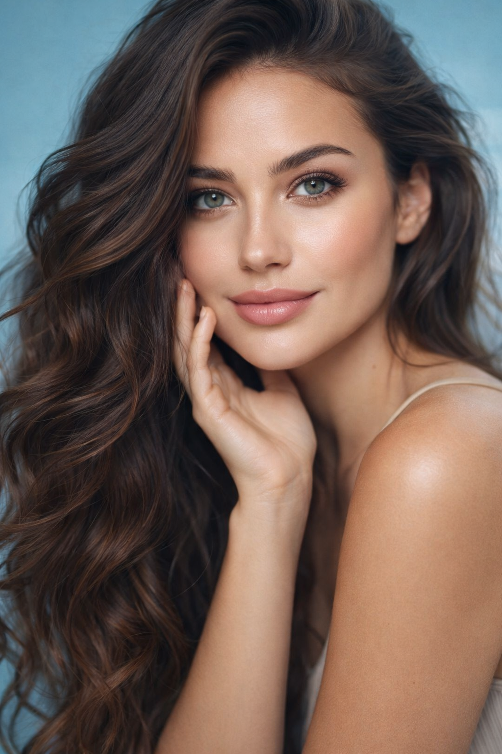 Kvinna med långt och friskt hår som illustrerar förbättrad hårtillväxt.